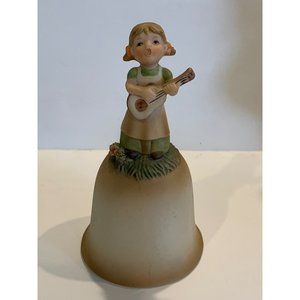 Vintage Napcoware Girl Guitar Bell - Taiwan - 5” - Hand Decorated